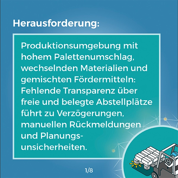 Referenz, Herausforderung, Karussell Praxisbeispiel, Lösungen, WSNet Palettensensor