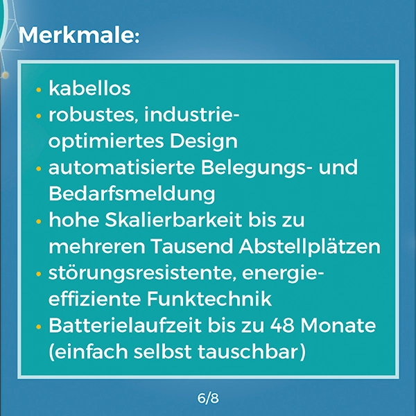 Referenz, Merkmale, Karussell Praxisbeispiel, Lösungen, WSNet Palettensensor