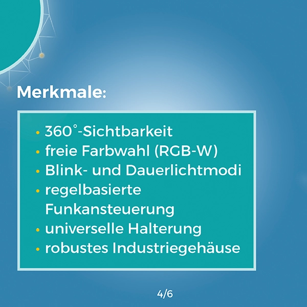 Referenz, Merkmale, Karussell Praxisbeispiel, Lösungen, WSNet Signallampe