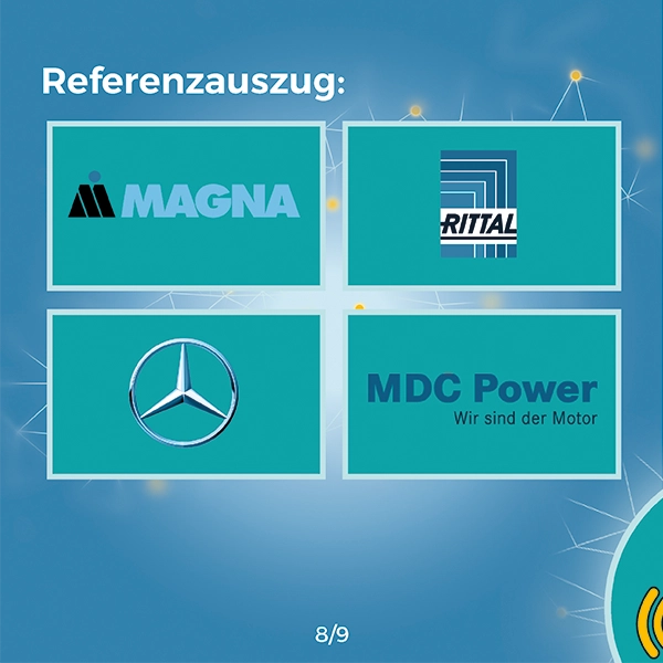 Referenz, Referenz, Magna, Rittal, Mercedes Benz, MDC Power Karussell Praxisbeispiel, Lösungen, WSNet Gateway